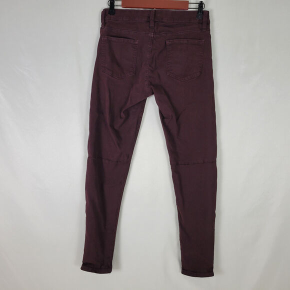 BDG Jeans Womens 29 Maroon‎ Denim Low Rise Jegging Zip Ankle W28 x L27.5 - Picture 2 of 16